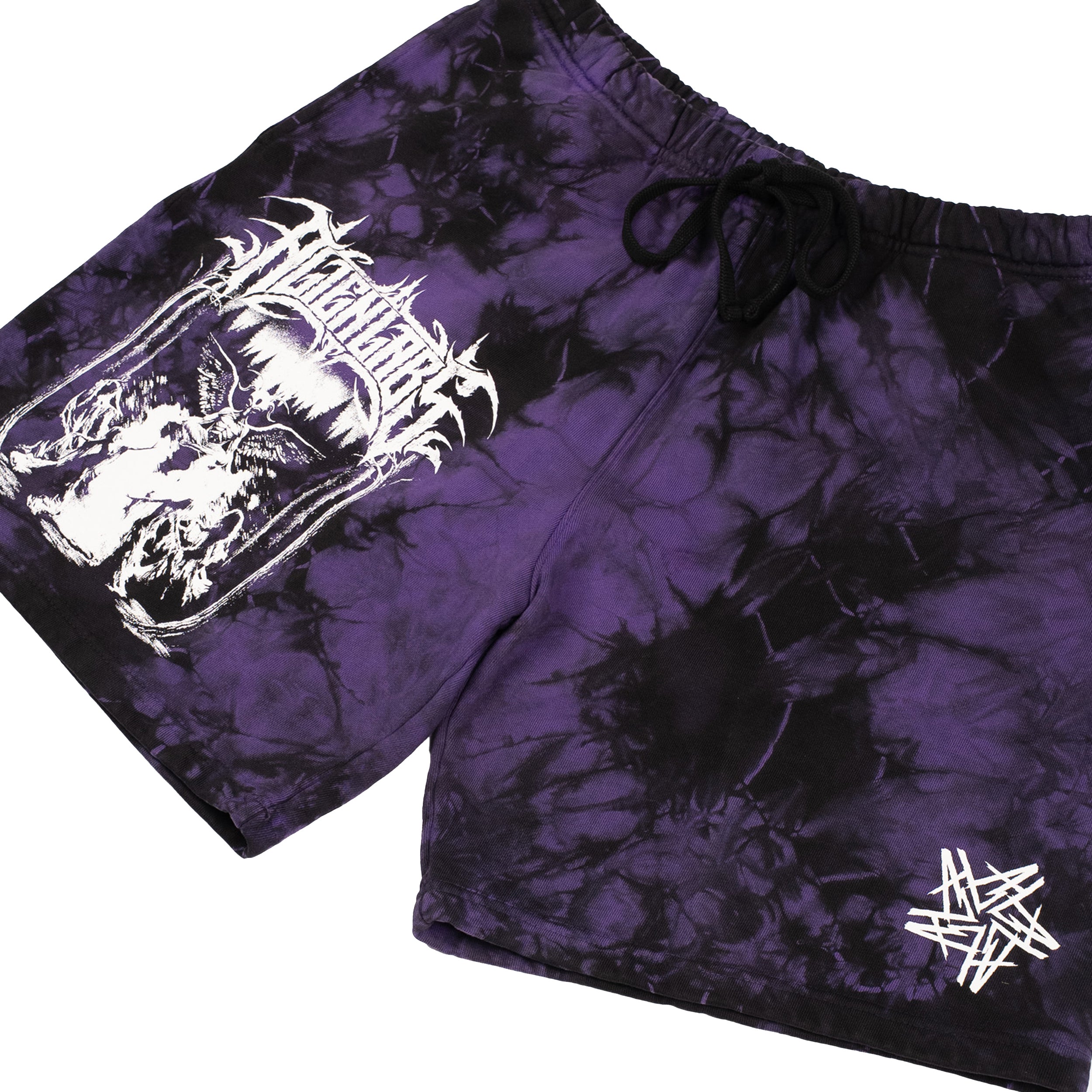 Alien Enclave Tie Dye Sweat Shorts (Black/Purple)