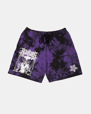 Alien Enclave Tie Dye Sweat Shorts (Black/Purple)