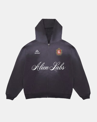 Club Alien Distressed Zip-up Hoodie (Potassium Black)