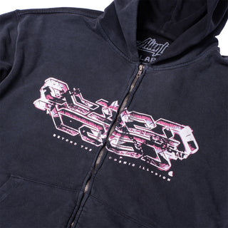 Cosmic Illusion Zip-Up Hoodie (Vintage Black)