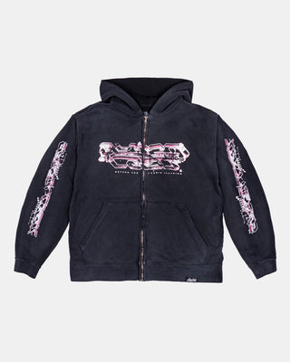 Cosmic Illusion Zip-Up Hoodie (Vintage Black)